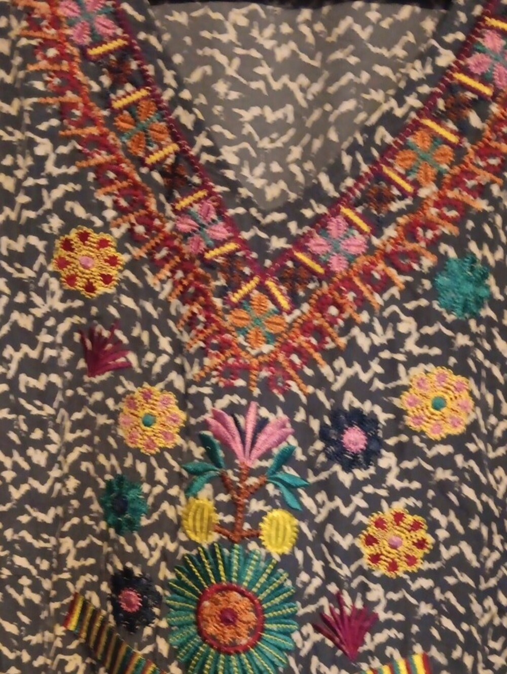 Embroidered Floral Mini Dress in Multicolor